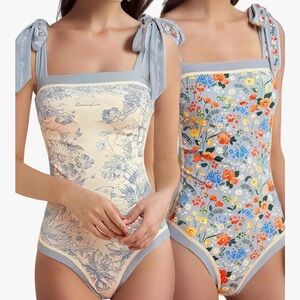 Floral Print One Piece Reversible Swimsuit